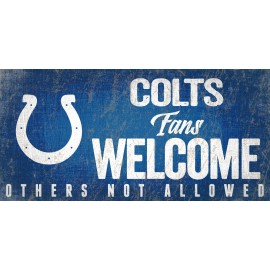 Indianapolis Colts Wood Sign Fans Welcome 12X6 - Special Order