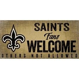 New Orleans Saints Wood Sign Fans Welcome 12X6