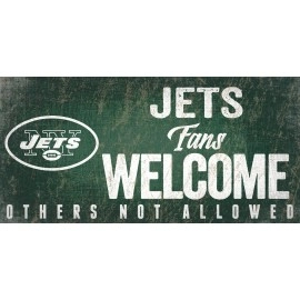 New York Jets Wood Sign Fans Welcome 12X6 - Special Order