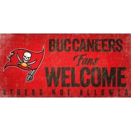 Tampa Bay Buccaneers Wood Sign Fans Welcome 12X6