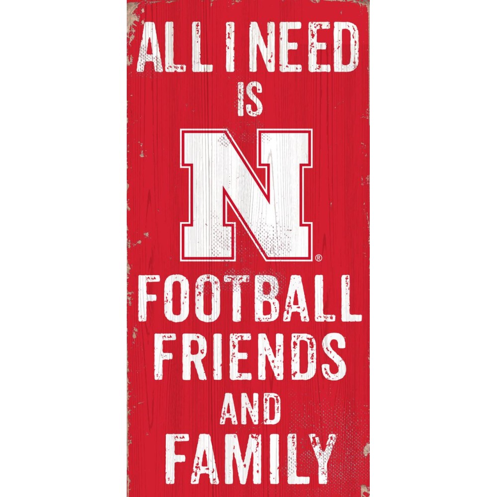 Nebraska Cornhuskers Sign Wood 6X12 Football Friends And Family Design Color