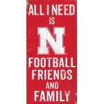 Nebraska Cornhuskers Sign Wood 6X12 Football Friends And Family Design Color