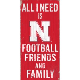 Nebraska Cornhuskers Sign Wood 6X12 Football Friends And Family Design Color