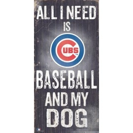 Chicago Cubs Sign Wood 6X12 Baseball And Dog Design