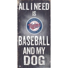 Minnesota Twins Sign Wood 6X12 Baseball And Dog Design