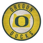 Oregon Ducks Sign Wood 12 Inch Round State Design - Special Order