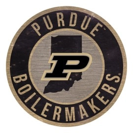 Purdue Boilermakers Sign Wood 12 Inch Round State Design