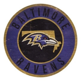 Baltimore Ravens Sign Wood 12 Inch Round State Design
