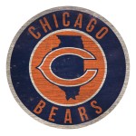 Chicago Bears Sign Wood 12 Inch Round State Design