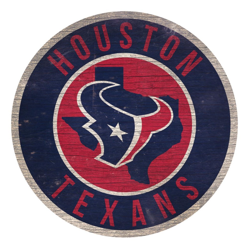 Houston Texans Sign Wood 12 Inch Round State Design