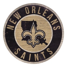 New Orleans Saints Sign Wood 12 Inch Round State Design