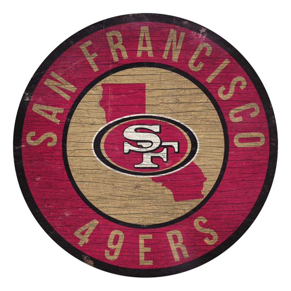 San Francisco 49Ers Sign Wood 12 Inch Round State Design