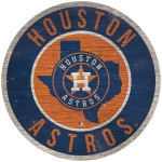 Houston Astros Sign Wood 12 Inch Round State Design