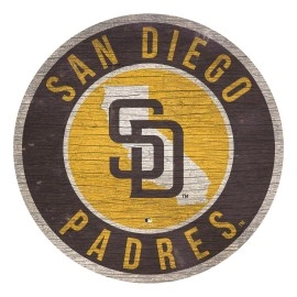 San Diego Padres Sign Wood 12 Inch Round State Design