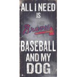 Atlanta Braves Sign Wood 6X12 Baseball And Dog Design
