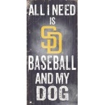 San Diego Padres Sign Wood 6X12 Baseball And Dog Design