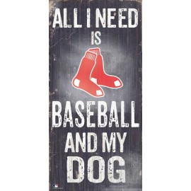 Boston Red Sox Sign Wood 6X12 Baseball And Dog Design