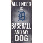 Detroit Tigers Sign Wood 6X12 Baseball And Dog Design