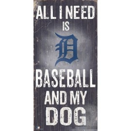 Detroit Tigers Sign Wood 6X12 Baseball And Dog Design