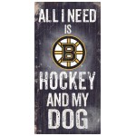 Boston Bruins Sign Wood 6X12 Hockey And Dog Design