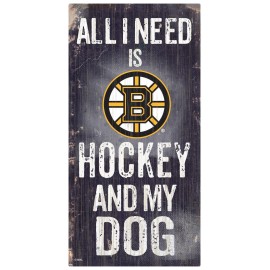 Boston Bruins Sign Wood 6X12 Hockey And Dog Design