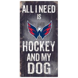 Washington Capitals Sign Wood 6X12 Hockey And Dog Design