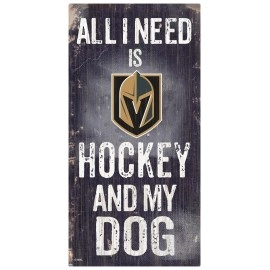 Vegas Golden Knights Sign Wood 6X12 Hockey And Dog Design