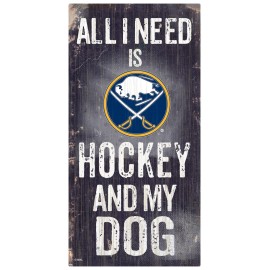 Buffalo Sabres Sign Wood 6X12 Hockey And Dog Design