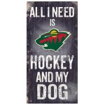 Minnesota Wild Sign Wood 6X12 Hockey And Dog Design