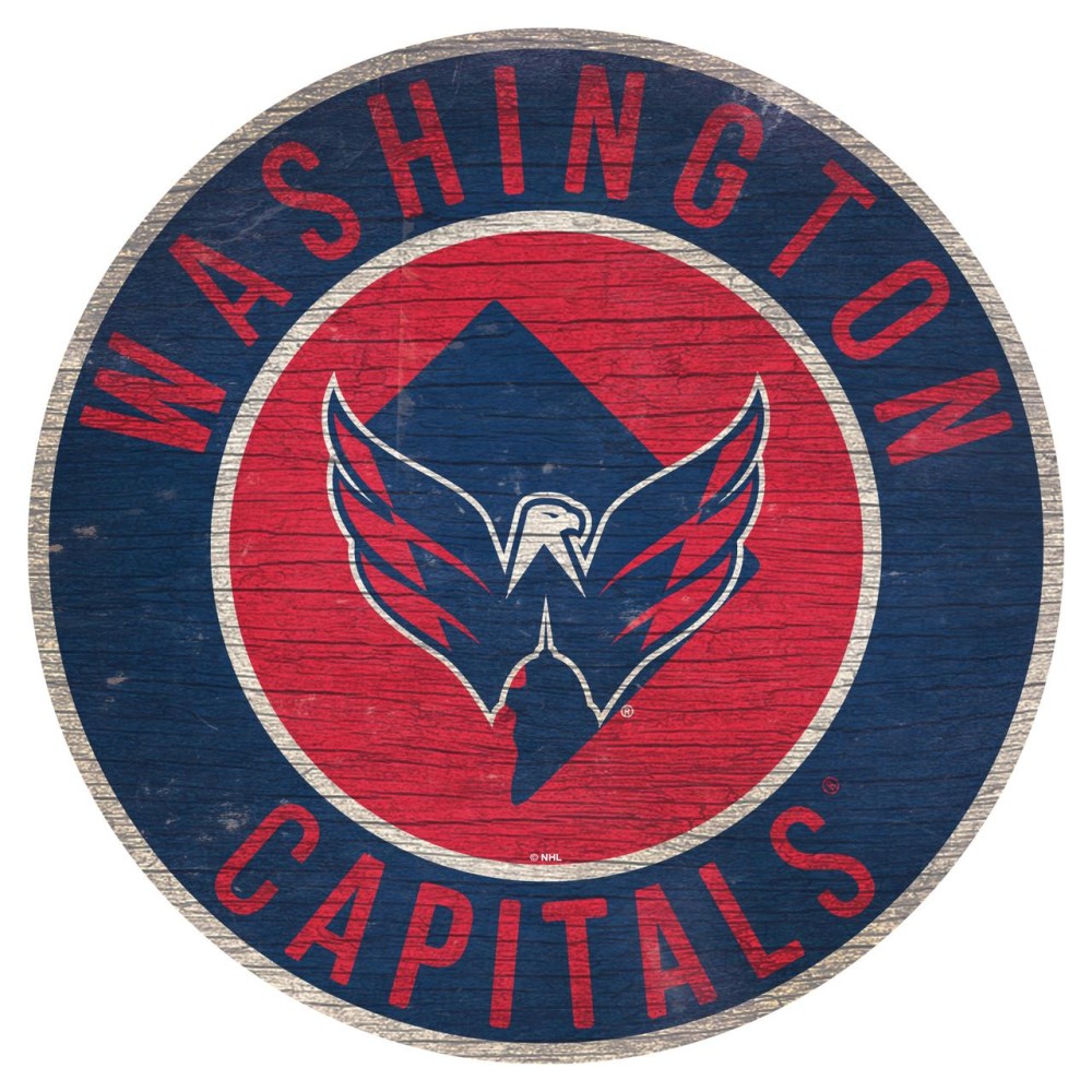 Washington Capitals Sign Wood 12 Inch Round State Design