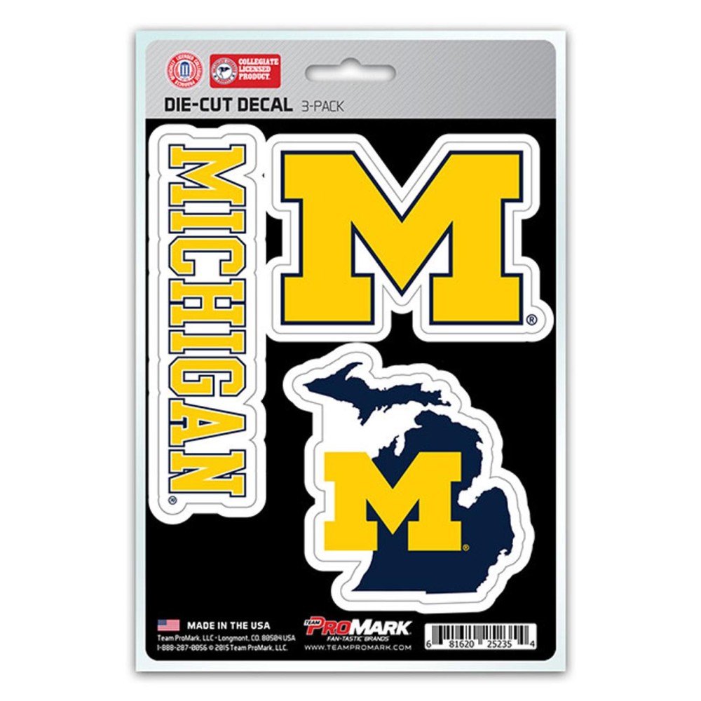 Michigan Wolverines Decal Die Cut Team 3 Pack