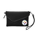 Pittsburgh Steelers Purse Pebble Fold Over Crossbody Black