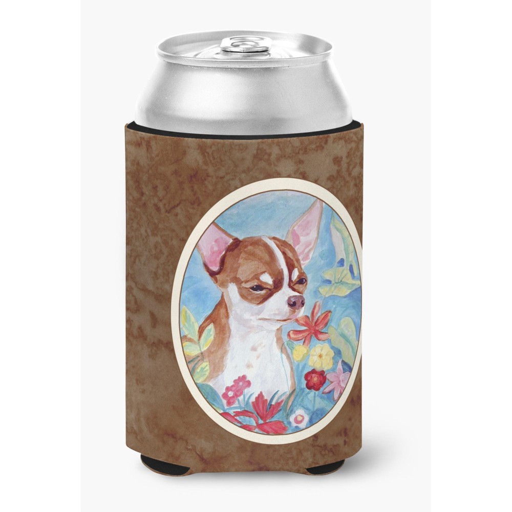 Caroline'S Treasures 7053Cc Chihuahua In Flowers Can Or Bottle Hugger, Multicolor