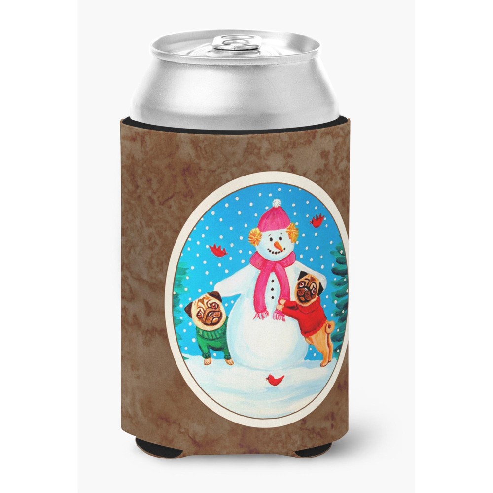 Caroline'S Treasures 7115Cc Winter Snowman With Pug Can Or Bottle Hugger, Multicolor
