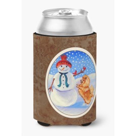 Caroline'S Treasures 7151Cc Winter Snowman With Pomeranian Can Or Bottle Hugger, Multicolor