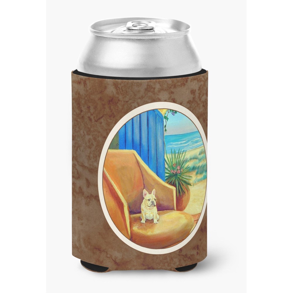 Caroline'S Treasures 7181Cc French Bulldog At The Beach Cottage Can Or Bottle Hugger, Multicolor