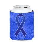 Dark Blue Ribbon For Colon Cancer Awareness Can Or Bottle Hugger An1202Cc