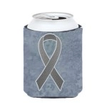 Grey Ribbon For Brain Cancer Awareness Can Or Bottle Hugger An1211Cc