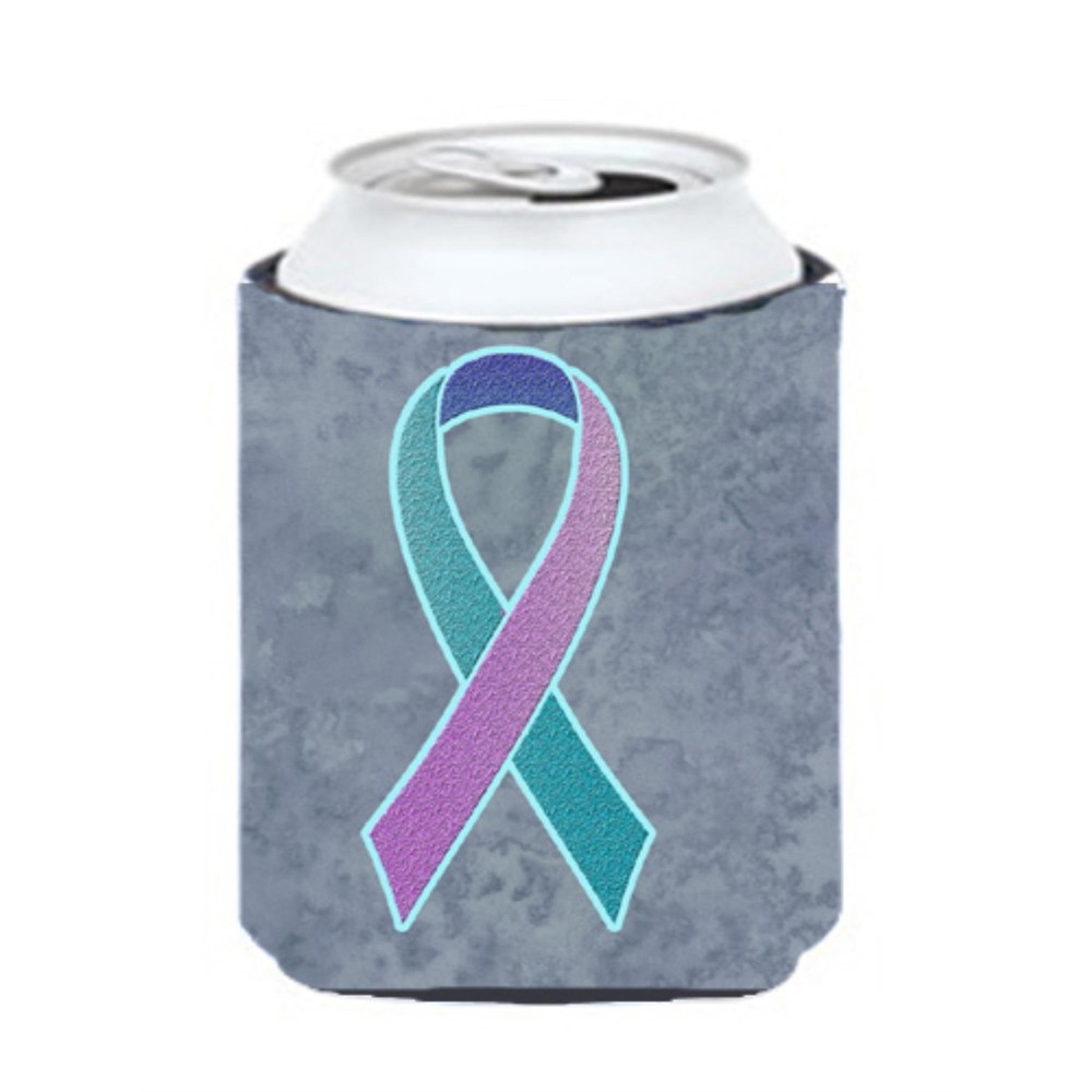 Teal, Pink And Blue Ribbon For Thyroid Cancer Awareness Can Or Bottle Hugger An1217Cc