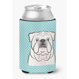 Checkerboard Blue White English Bulldog Can Or Bottle Hugger Bb1158Cc