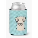 Checkerboard Blue Yellow Labrador Can Or Bottle Hugger Bb1160Cc