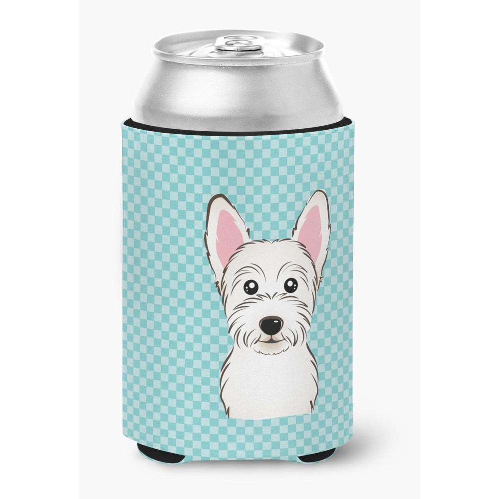 Checkerboard Blue Westie Can Or Bottle Hugger Bb1164Cc