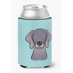 Checkerboard Blue Weimaraner Can Or Bottle Hugger Bb1169Cc