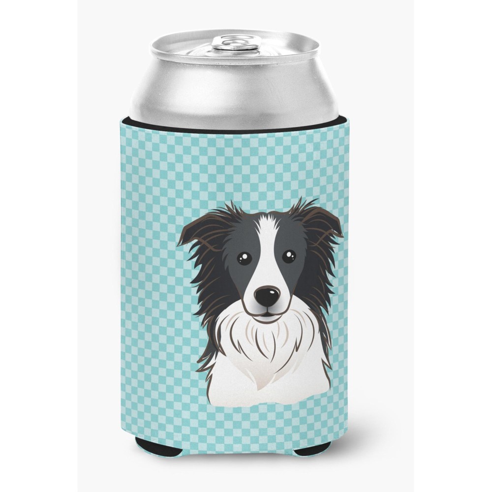 Checkerboard Blue Border Collie Can Or Bottle Hugger Bb1179Cc