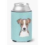 Checkerboard Blue Jack Russell Terrier Can Or Bottle Hugger Bb1198Cc
