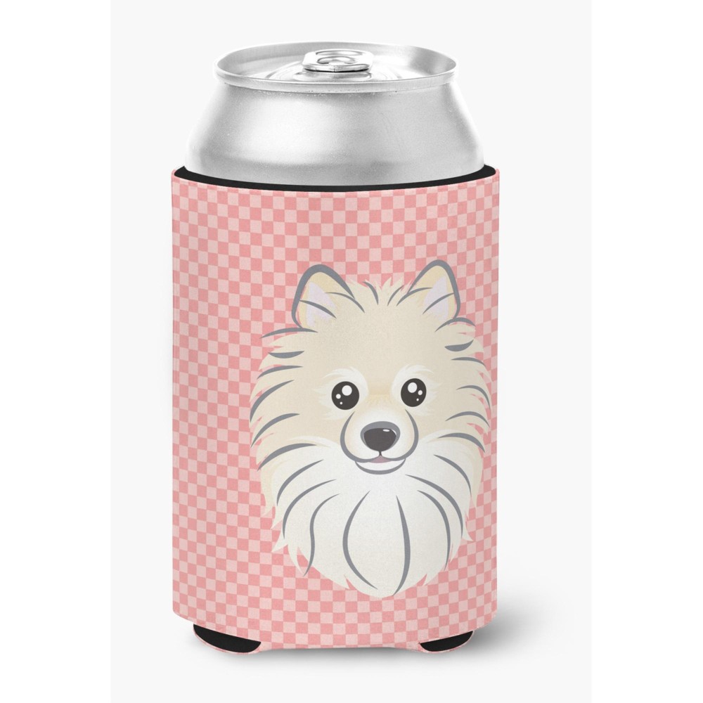 Checkerboard Pink Pomeranian Can Or Bottle Hugger Bb1207Cc