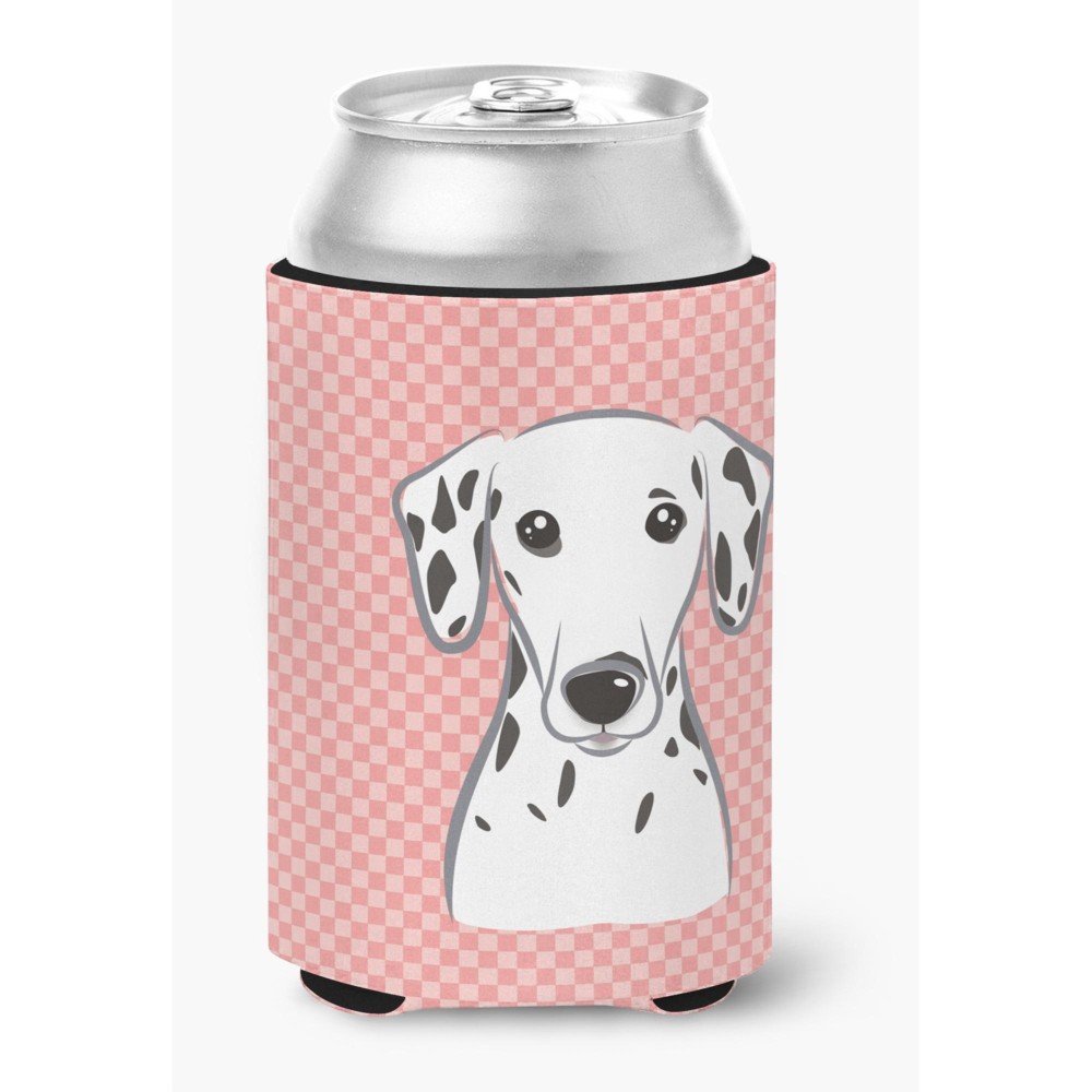 Checkerboard Pink Dalmatian Can Or Bottle Hugger Bb1210Cc