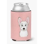 Checkerboard Pink Westie Can Or Bottle Hugger Bb1226Cc