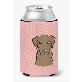 Checkerboard Pink Chocolate Labrador Can Or Bottle Hugger Bb1234Cc