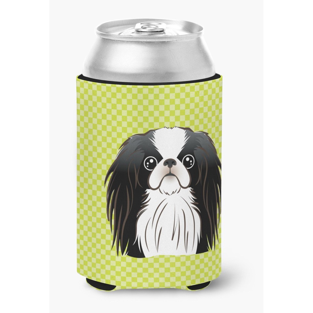 Checkerboard Lime Green Japanese Chin Can Or Bottle Hugger Bb1292Cc